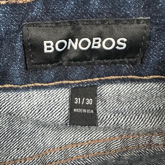 Bonobos Slevedge Slim Jeans Mens 31x30 Blue Dark Wash Made in USA Whiskered - Picture 8 of 16